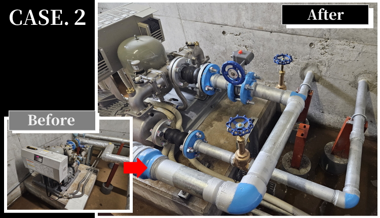 川本ポンプ KFE40P2.2 商業施設での交換施工事例｜大阪・関西対応